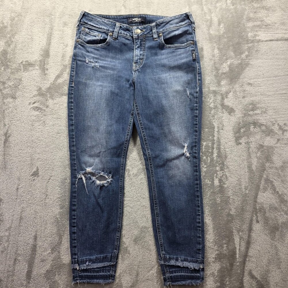 Silver Jeans Aiko Skinny Jeans Womens 28 Distressed Frayed Hem Stretch Denim Pan